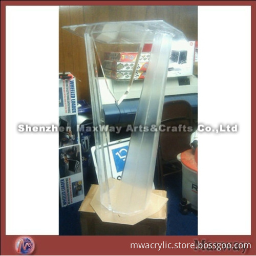 Clear Floor Standing Curving Perspex Lectern